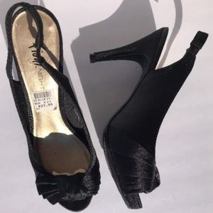 Fioni Night Black High Heels 6.5 Elastic Strap